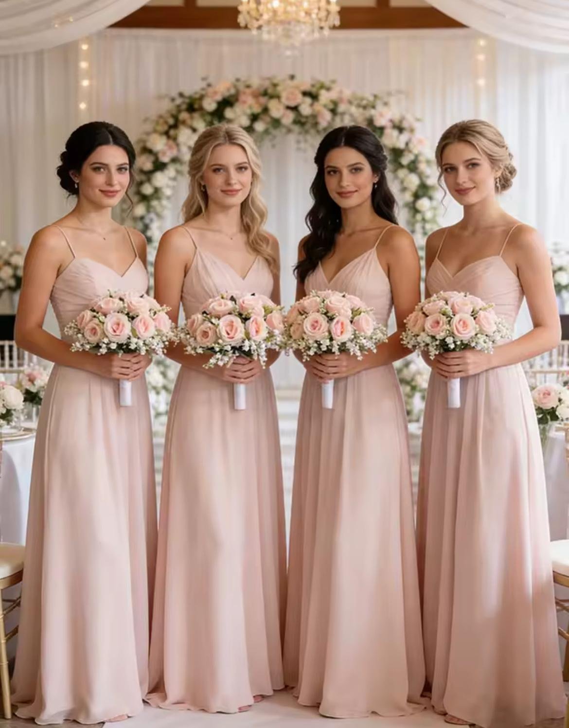 Wedding Package Valley Champagne 4x Bridesmaids Bouquets Package - Image 5