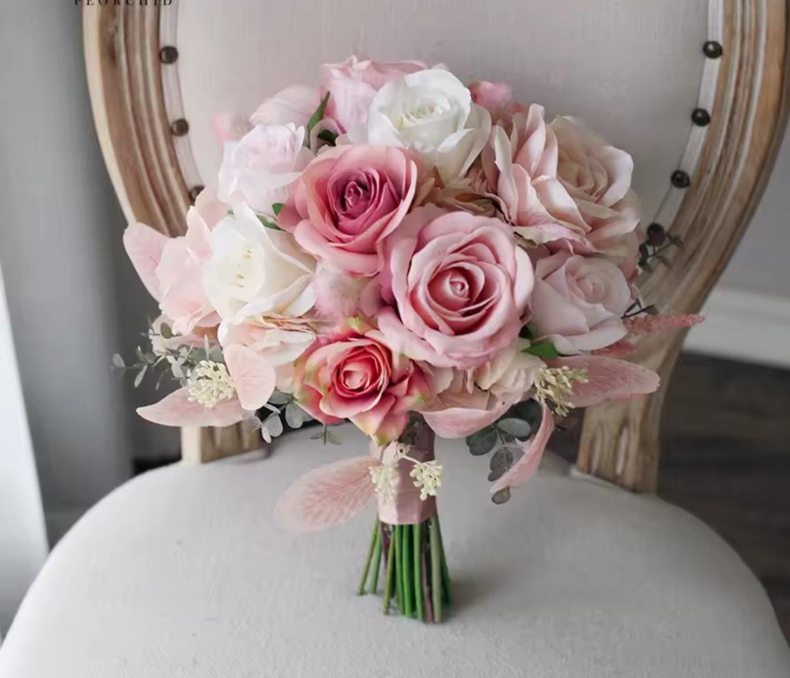 Dusty Pink Blush Rose Bride Bouquet