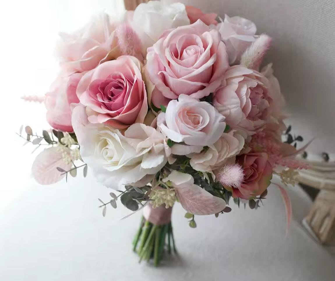Dusty Pink Blush Rose Bride Bouquet - Image 4