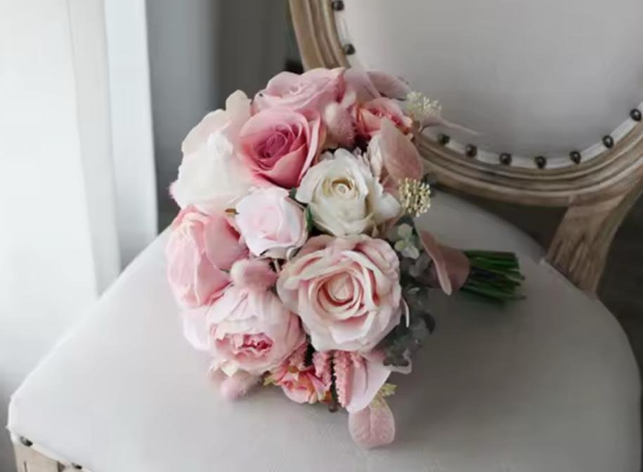 Dusty Pink Blush Rose Bride Bouquet - Image 6
