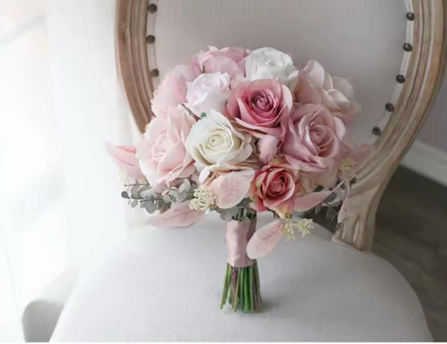 Dusty Pink Blush Rose Bride Bouquet - Image 3