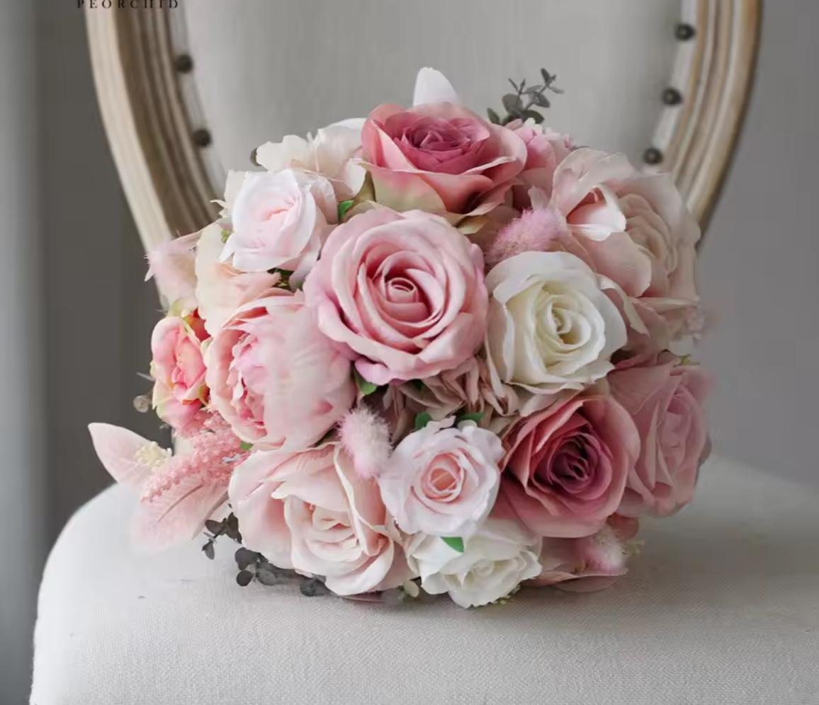 Dusty Pink Blush Rose Bride Bouquet - Image 2