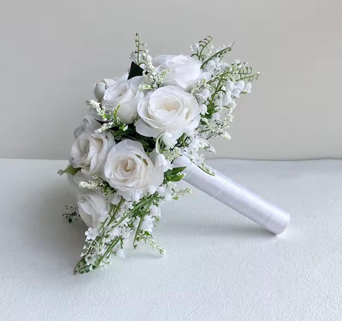 Valley White Rose Bride Bouquet - Image 7
