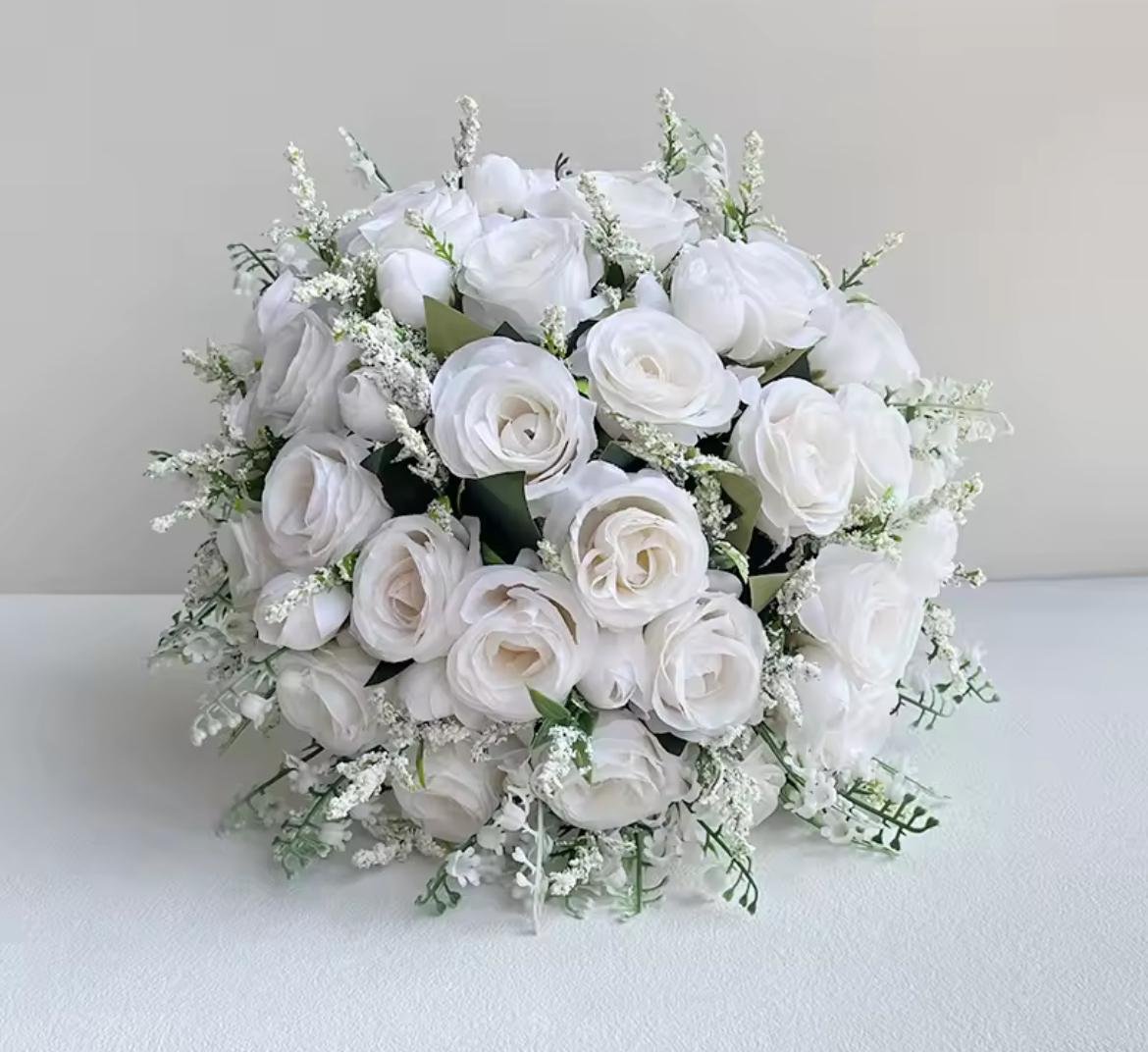 Valley White Rose Bride Bouquet - Image 3