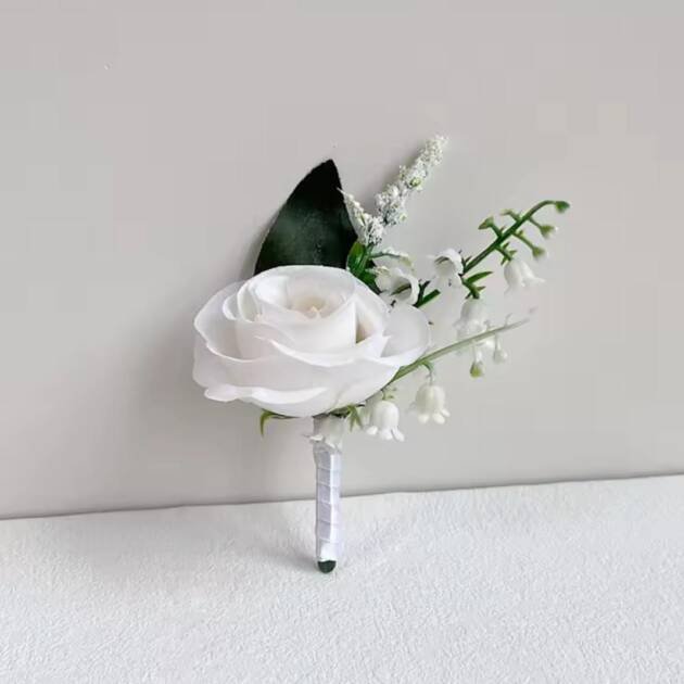 Valley White Rose Buttonhole