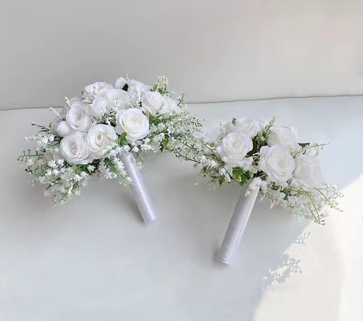 Valley White Rose Bride Bouquet - Image 10