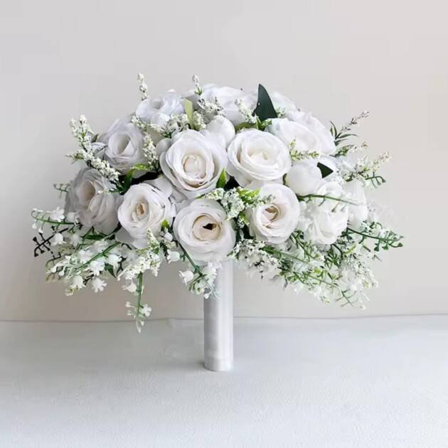 Valley White Rose Bride Bouquet