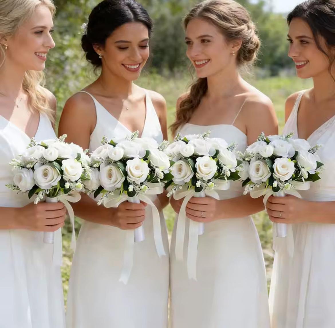 White 5x Bridesmaids Bouquets Package - Image 7