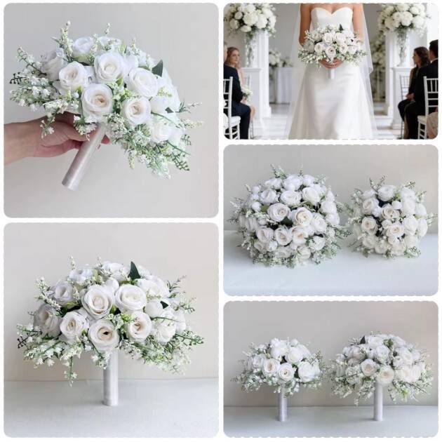 Wedding Package White Valley Bride & 4 x Bridesmaids and 6 x Buttonholes
