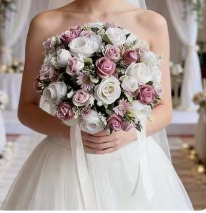 Dusky Pink & White Bride Bouquet - Image 4
