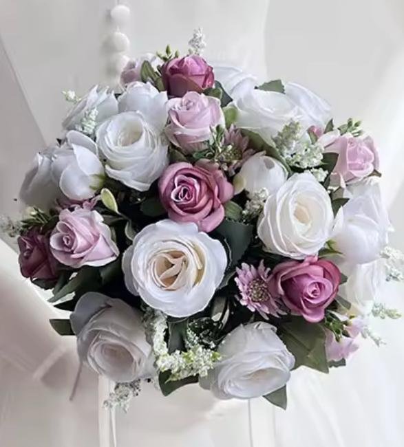 Dusky Pink & White Bridesmaids Bouquet - Image 3