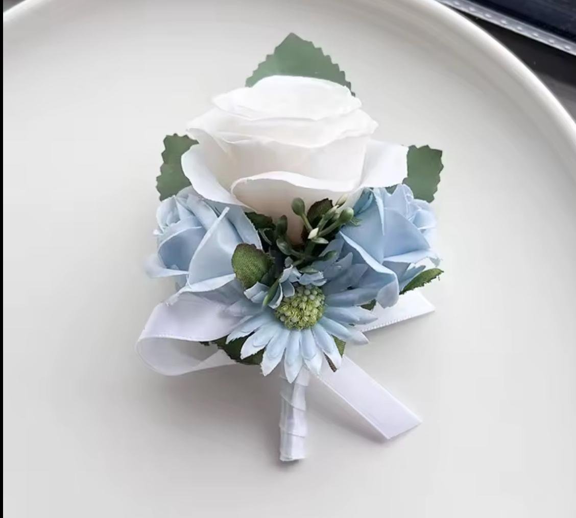 Dusky Blue & White Bride Bouquet - Image 7