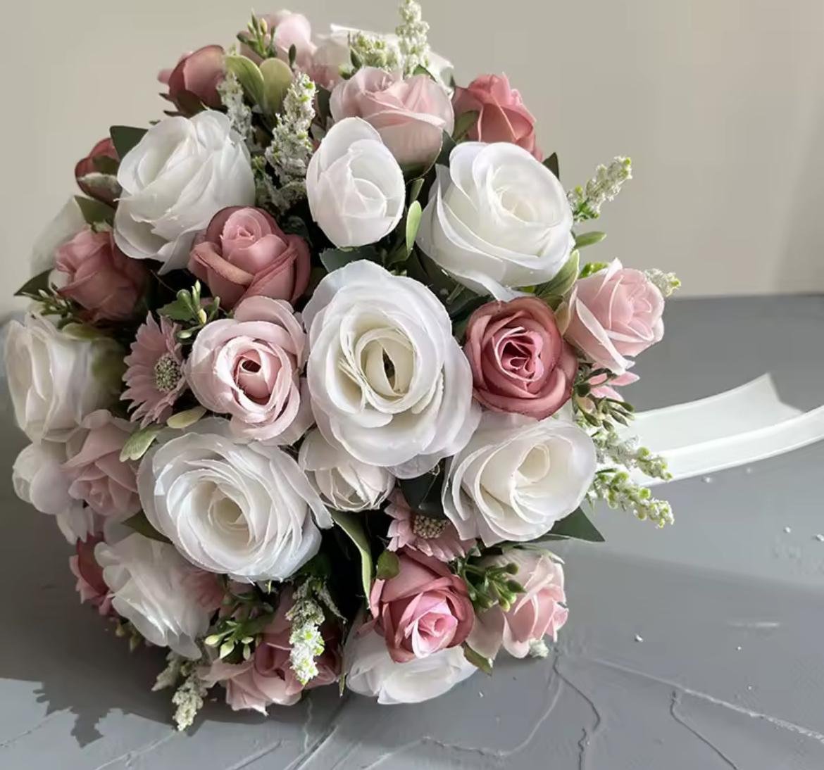 Dusky Pink & White Bride Bouquet - Image 5