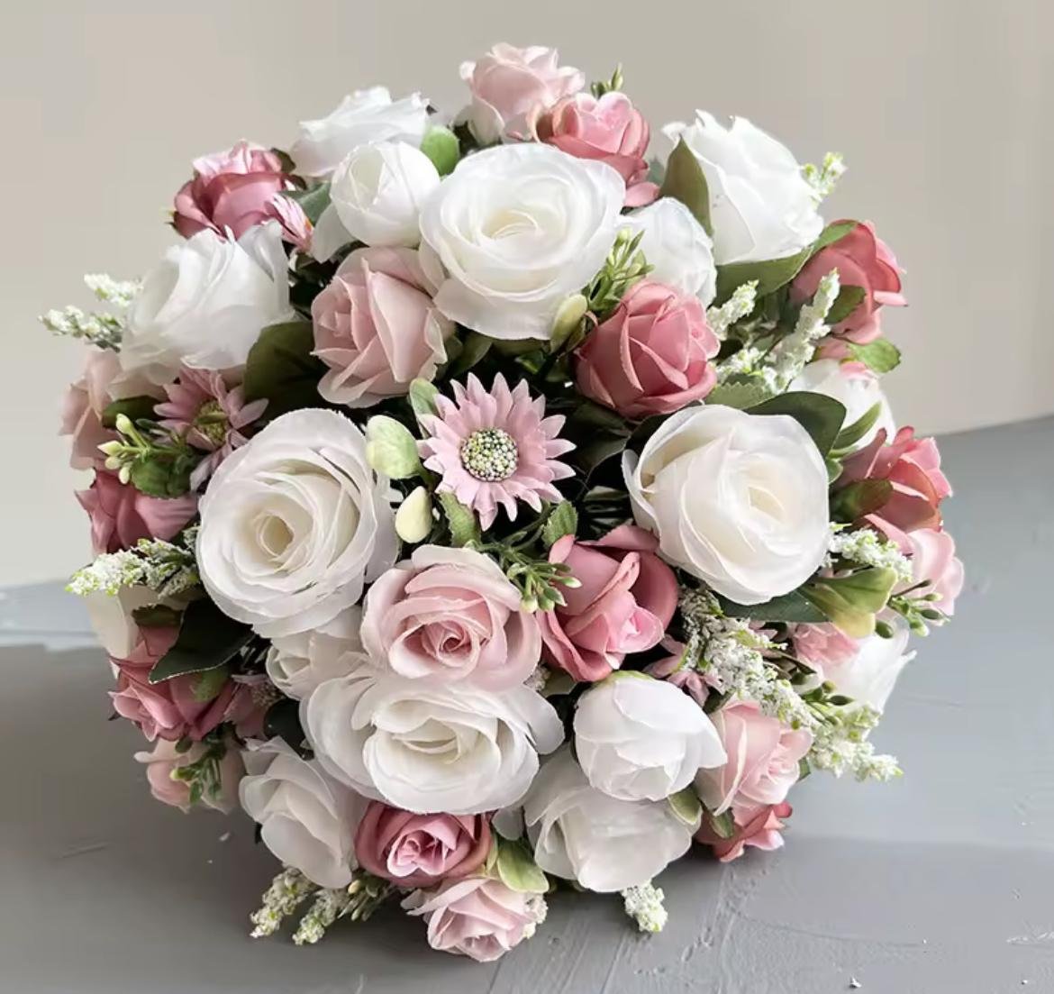 Dusky Pink & White Bridesmaids Bouquet - Image 5