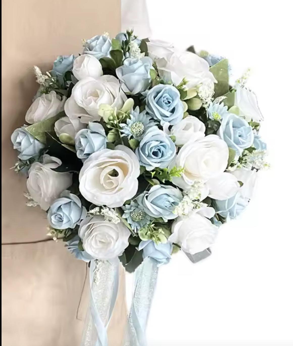 Dusky Blue & White Bride Bouquet - Image 5