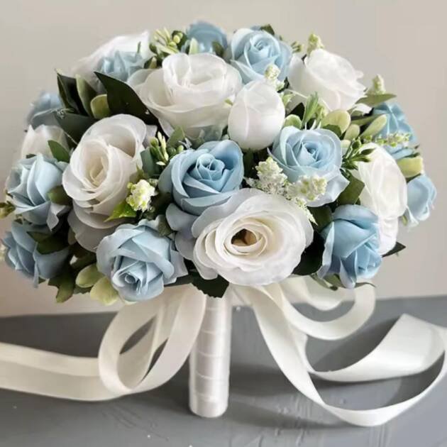 Dusky Blue & White Bride Bouquet