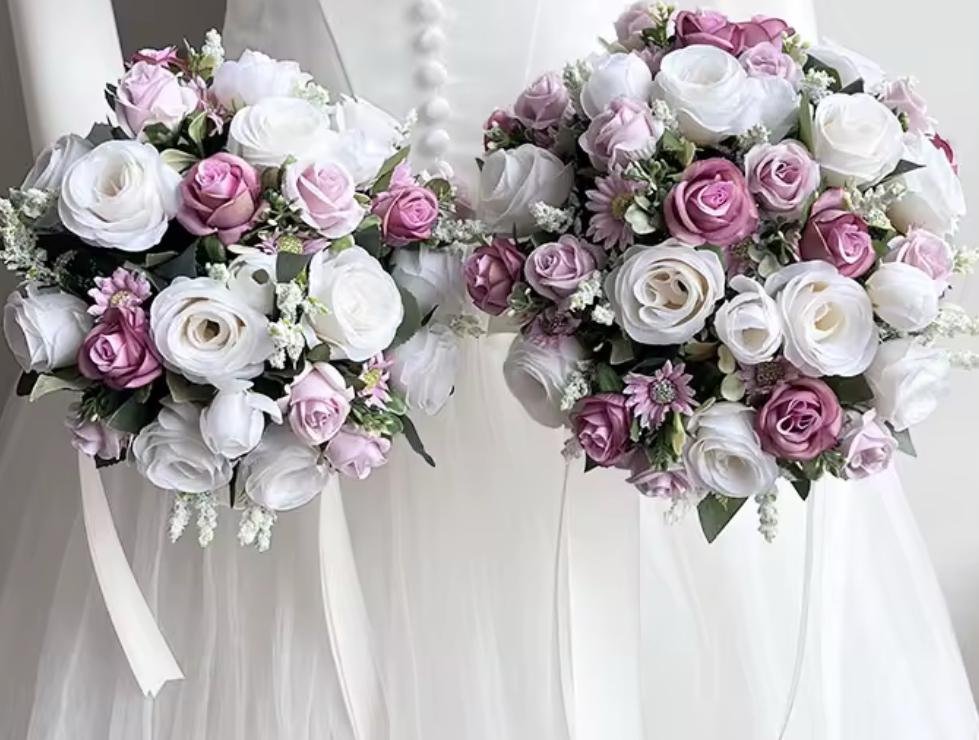 Dusky Pink & White Bridesmaids Bouquet - Image 2