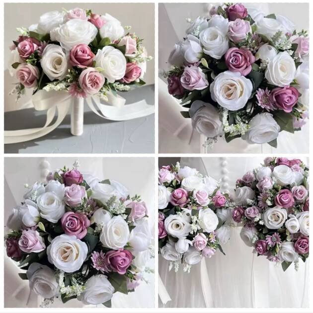 Wedding Package Dusky Pink Bride Bouquet & 4 x Dusky Pink Bridesmaid Bouquets