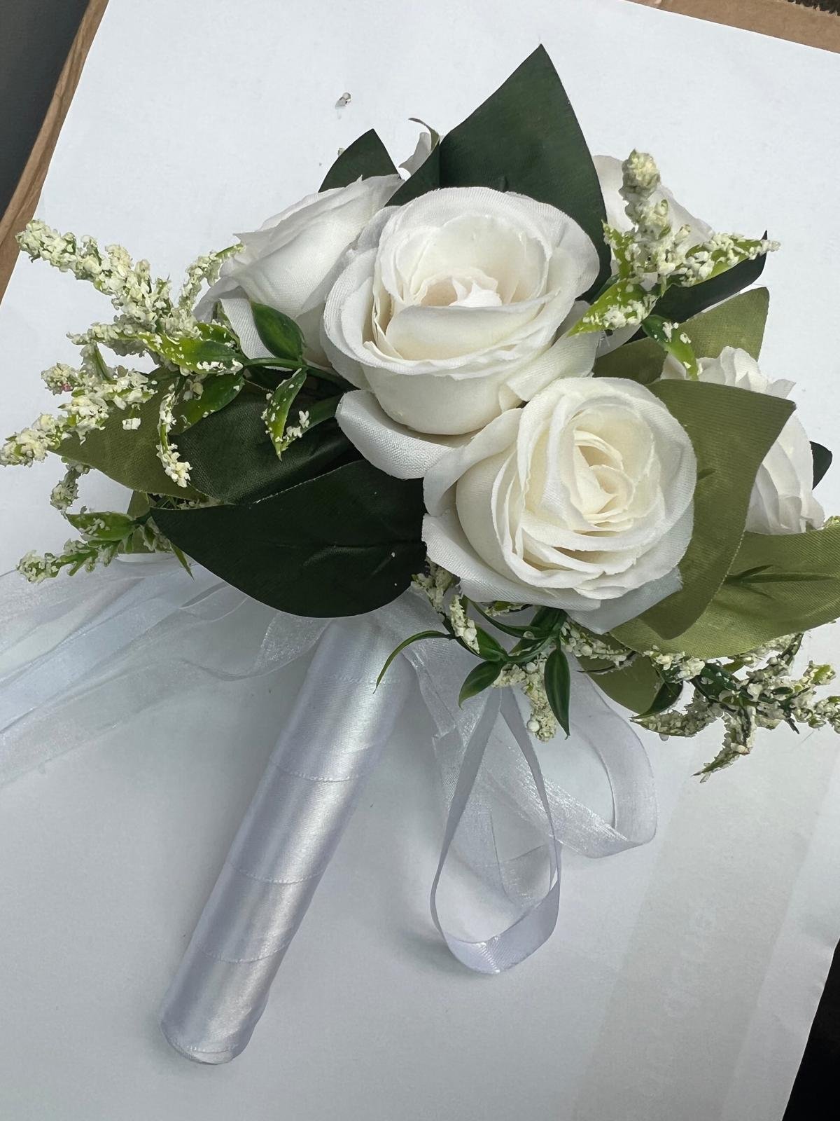White Flower Girl Bouquet - Image 6